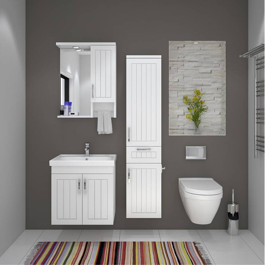 Denko Lotus 60 Cm Beyaz Banyo Dolabı - 2