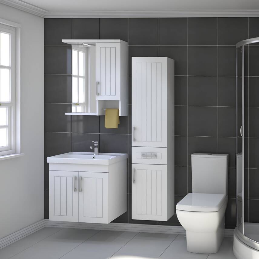 Denko Lotus 60 Cm Beyaz Banyo Dolabı - 3