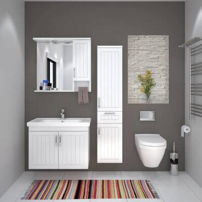 Denko Lotus 80 Cm Beyaz Banyo Dolabı Takımı