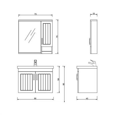 Denko Lotus 80 Cm Beyaz Banyo Dolabı Takımı - 3