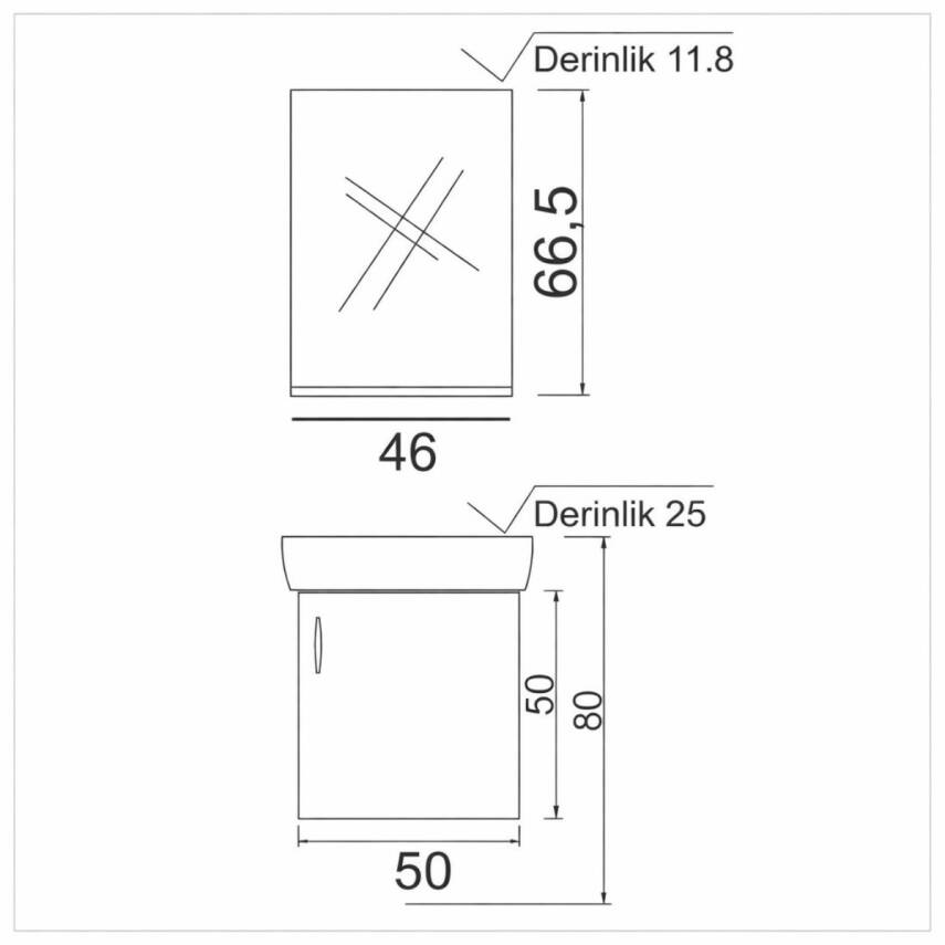 Denko Minica 50 Cm Beyaz Banyo Dolabı Takımı - 3