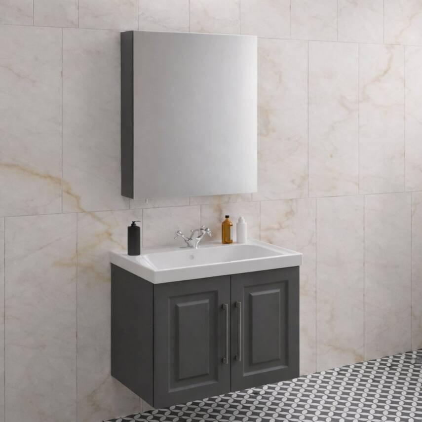 Denko Royal 65 Cm Antrasit Banyo Dolabı Takımı - 1