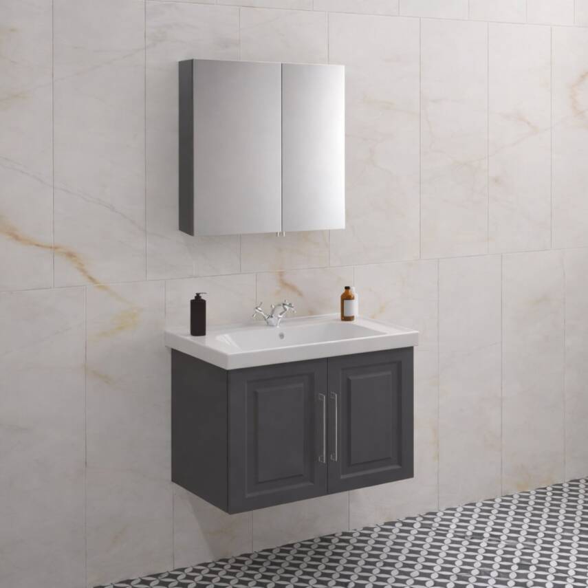 Denko Royal 80 Cm Antrasit Banyo Dolabı Takımı - 1