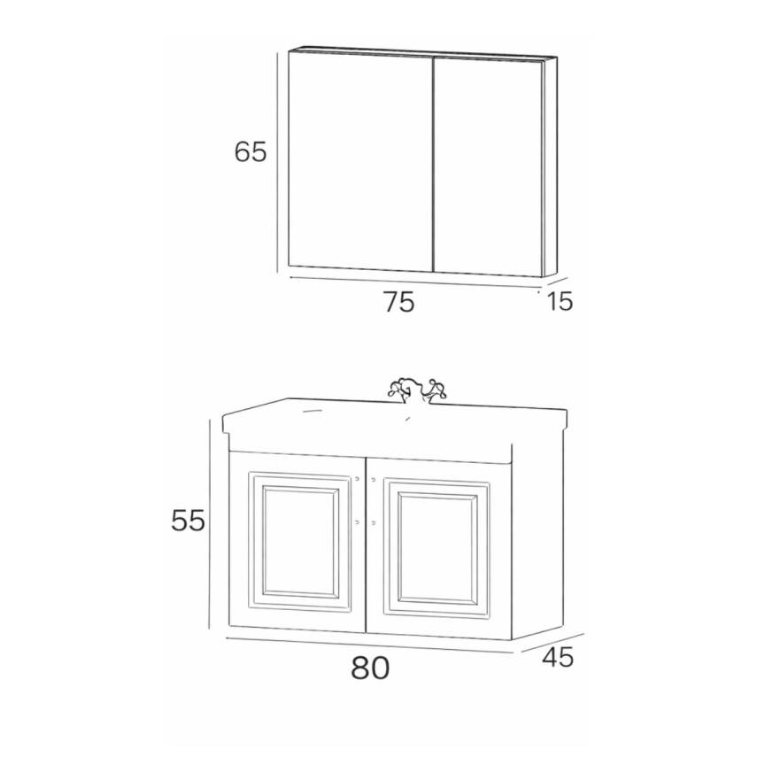 Denko Royal 80 cm Beyaz Banyo Dolabı Takımı - 3