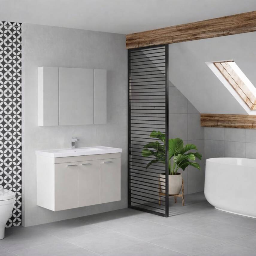 Denko Terra 100 Cm Beyaz Banyo Dolabı Takımı - 1