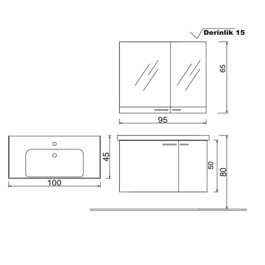 Denko Terra 100 Cm Beyaz Banyo Dolabı Takımı - 2