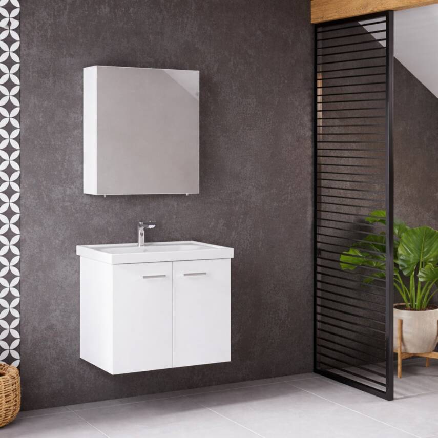 Denko Terra 65 Cm Beyaz Banyo Dolabı Takımı - 1