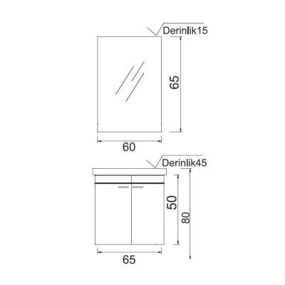 Denko Terra 65 Cm Beyaz Banyo Dolabı Takımı - 3