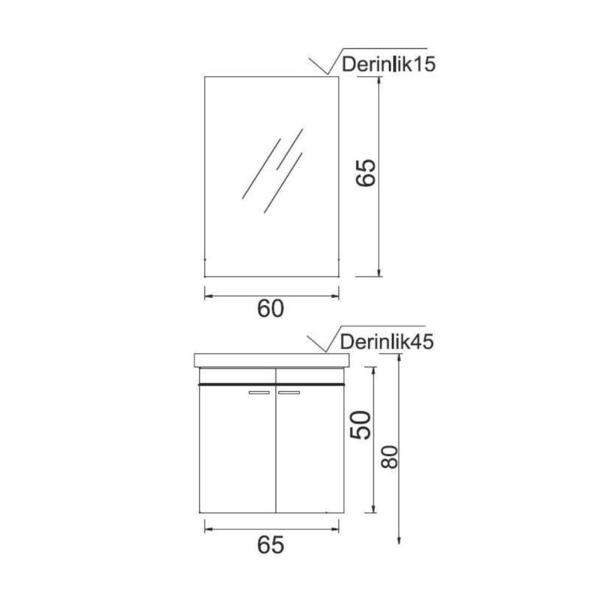 Denko Terra 65 Cm Beyaz Banyo Dolabı Takımı - 3