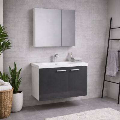 Denko Terra 80 Cm Antrasit Banyo Dolabı Takımı