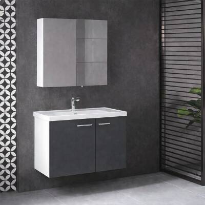 Denko Terra 90 Cm Antrasit Banyo Dolabı Takımı