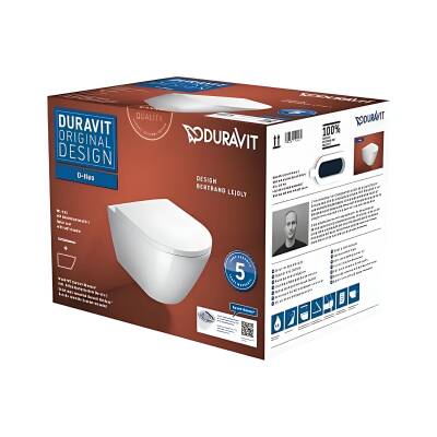 Duravit D-Neo Rimless Beyaz Asma Klozet 45773900A1, Duravit Duroplast Yavaş Kapak - 8