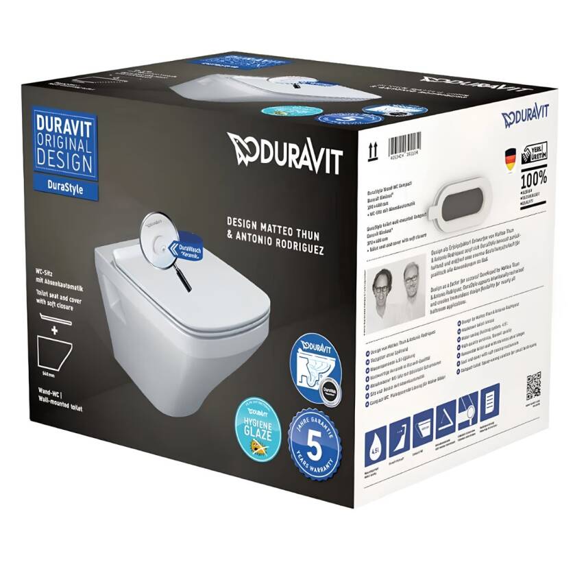 Duravit Durastyle Rimless Beyaz Asma Klozet 45383900A1, Duravit Duroplast Yavaş Kapak - 3