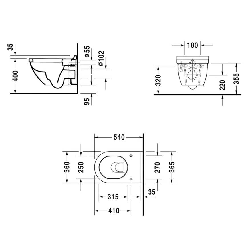 Duravit Starck 3 Rimless Beyaz Asma Klozet 45273900A1, Duravit Duroplast Yavaş Kapak - 5
