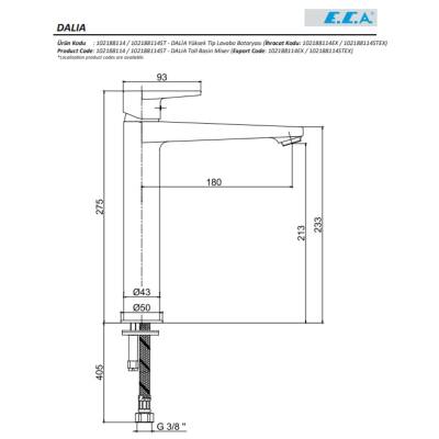 Eca Dalia Yüksek Tip Krom Lavabo Bataryası 102188114 - 2