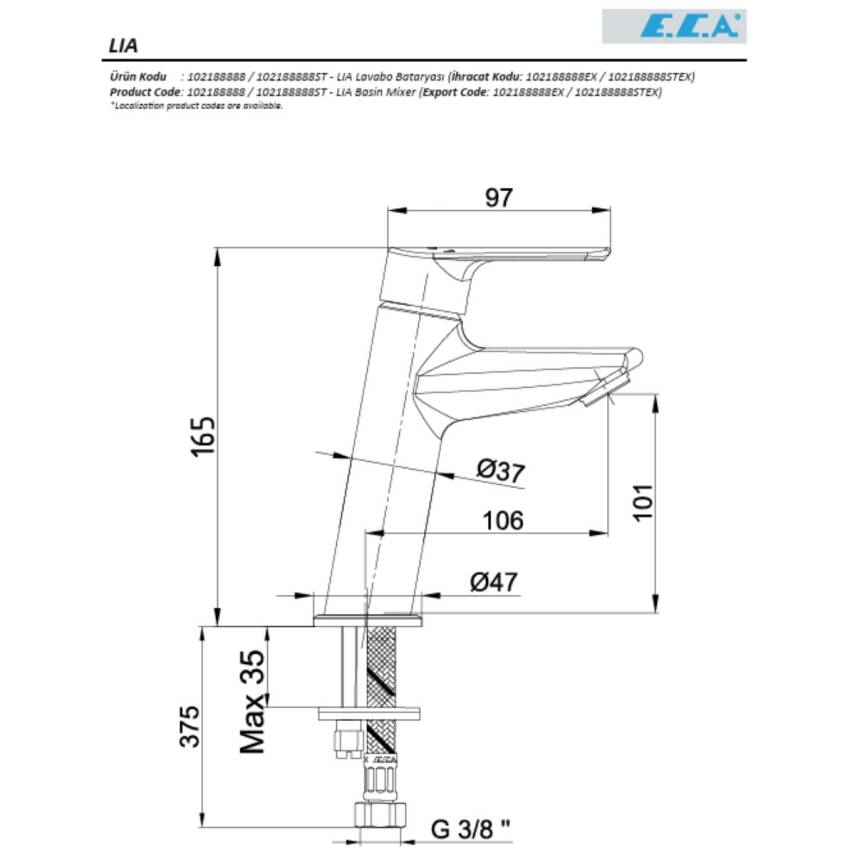 Eca Lia Krom Lavabo Bataryası 102188888 - 2