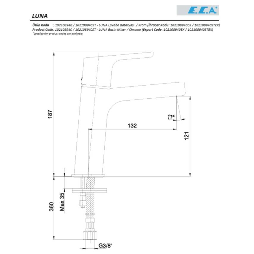 Eca Luna Krom Lavabo Bataryası 102108940 - 2
