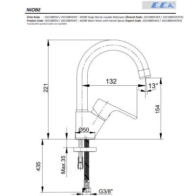 Eca Niobe Kuğu Lavabo - Banyo - Kuğu Eviye Bataryası 3'lü Set 102188054-102102482-102118098 - 3