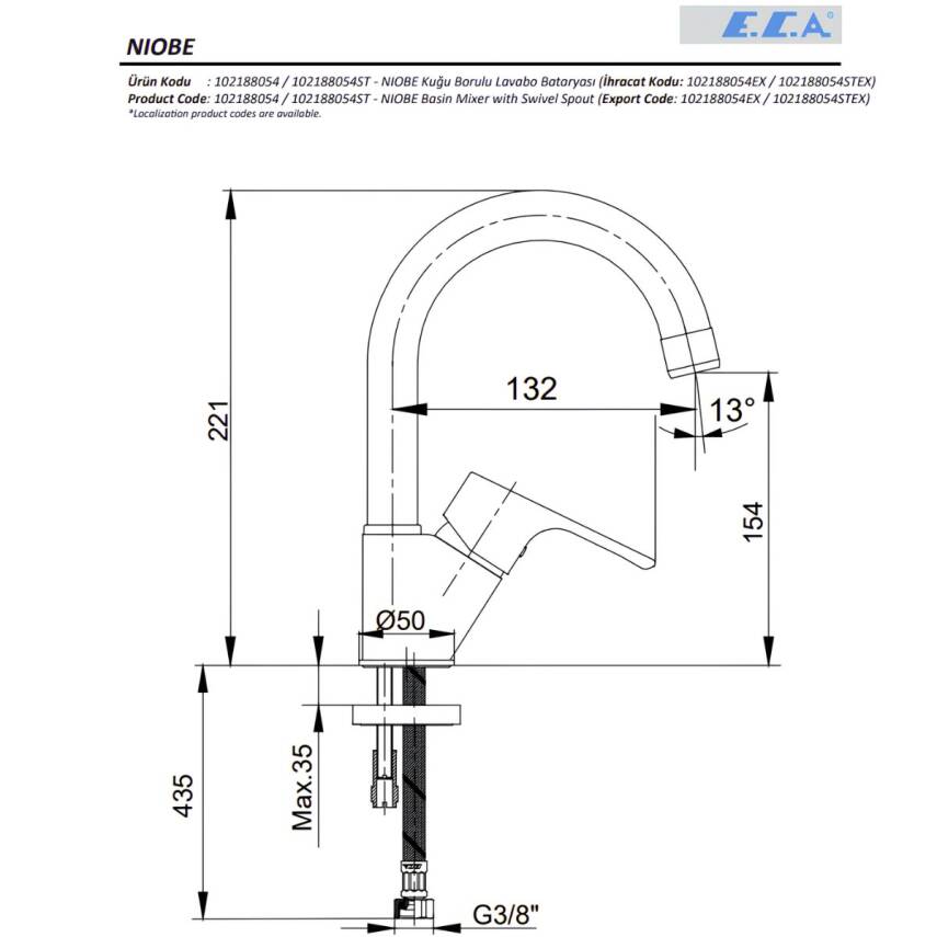 Eca Niobe Kuğu Lavabo - Banyo - Kuğu Eviye Bataryası 3'lü Set 102188054-102102482-102118098 - 3