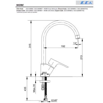 Eca Niobe Kuğu Lavabo - Banyo - Kuğu Eviye Bataryası 3'lü Set 102188054-102102482-102118098 - 7