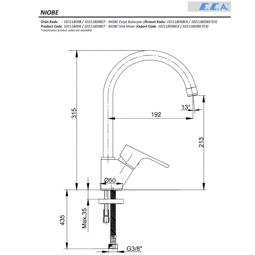 Eca Niobe Kuğu Lavabo - Banyo - Kuğu Eviye Bataryası 3'lü Set 102188054-102102482-102118098 - 7