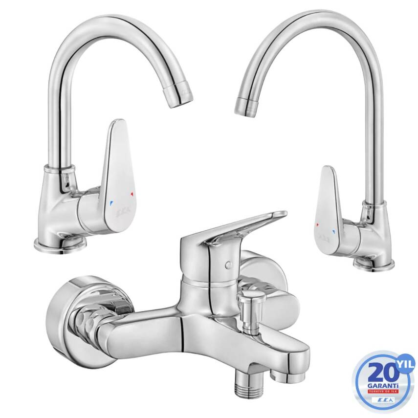 Eca Spylos Krom Kuğu Lavabo - Banyo - Kuğu Eviye Bataryası 3'lü Set 102188126-102102494-102118136 - 1