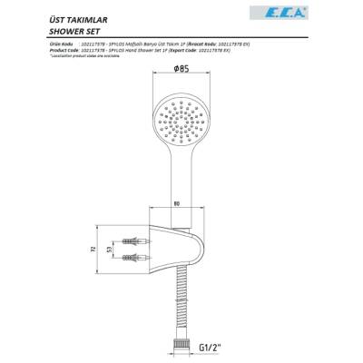 Eca Spylos Mafsallı Krom El Duş Seti Banyo Üst Takım 1F 102117378 - 2