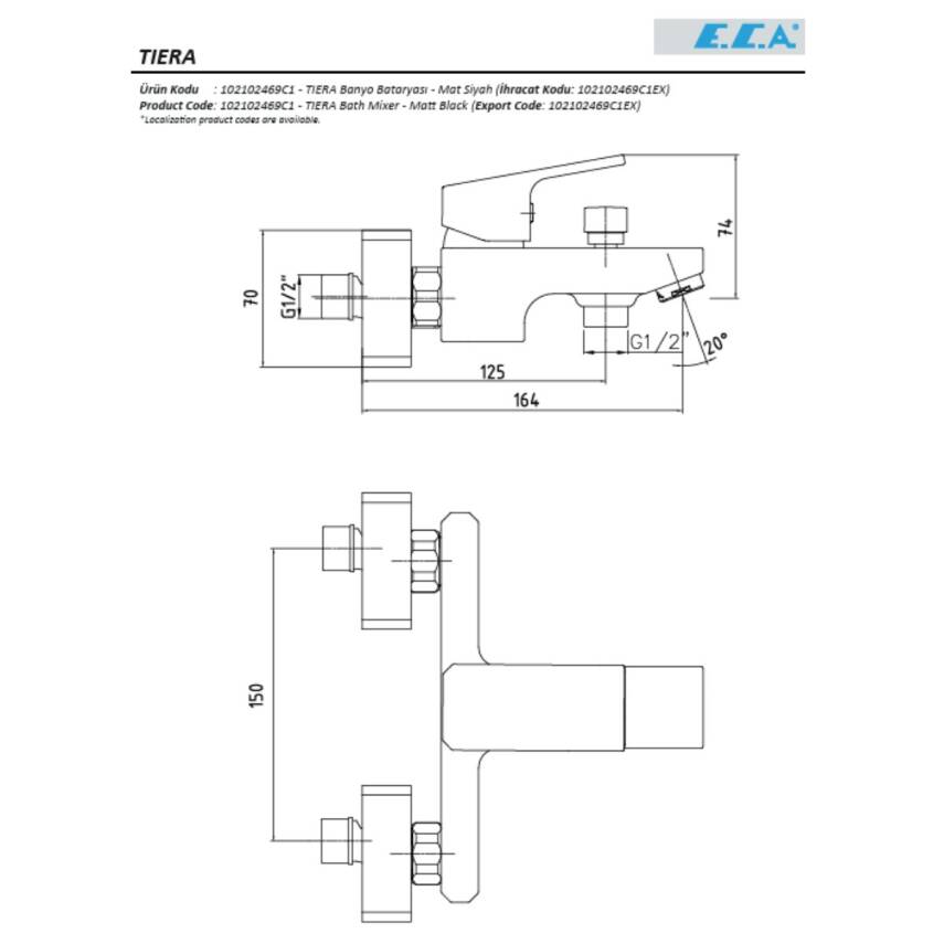 Eca Tiera Banyo Bataryası Mat Siyah 102102469C1 - 2
