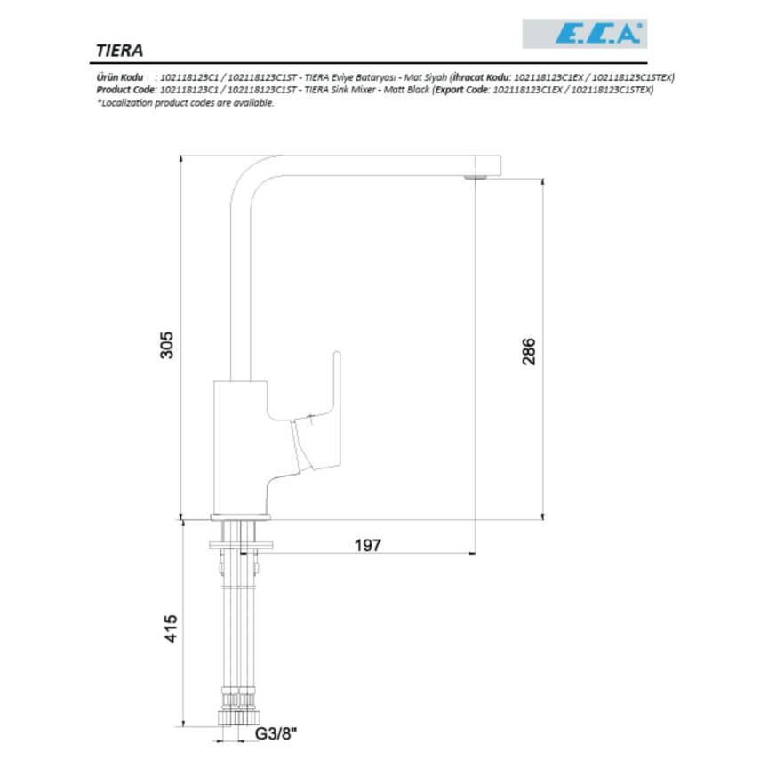 Eca Tiera Eviye Bataryası Mat Siyah 102118123C1 - 2