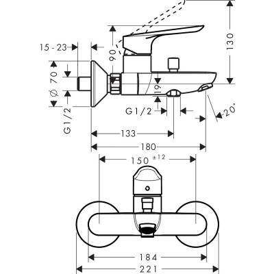 Hansgrohe Logis E Tek Kollu Banyo Bataryası Aplike 71415000 - 4