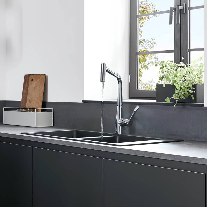 Hansgrohe Metris Select M71 Tek Kollu Eviye Bataryası Spiralli 73822000 - 1