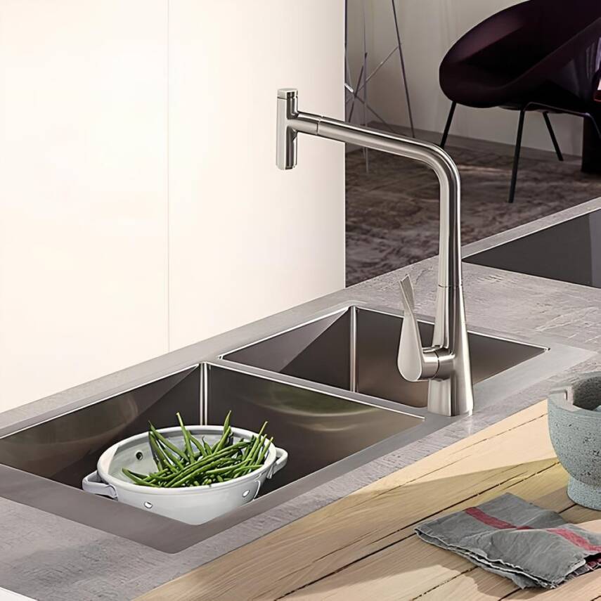 Hansgrohe Metris Select M71 Tek Kollu Eviye Bataryası Spiralli 73822000 - 4