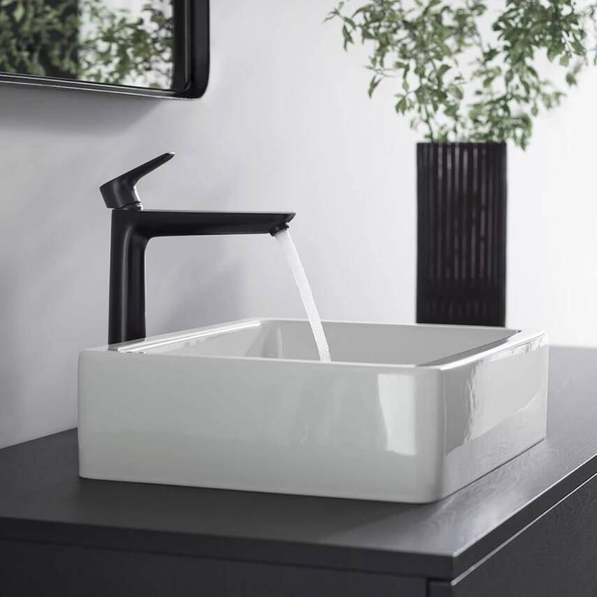 Hansgrohe Talis E Mat Siyah Çanak Lavabo Bataryası Kumandalı 71716670 - 1