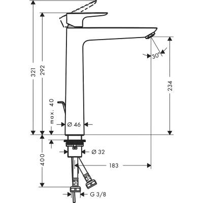 Hansgrohe Talis E Mat Siyah Çanak Lavabo Bataryası Kumandalı 71716670 - 3