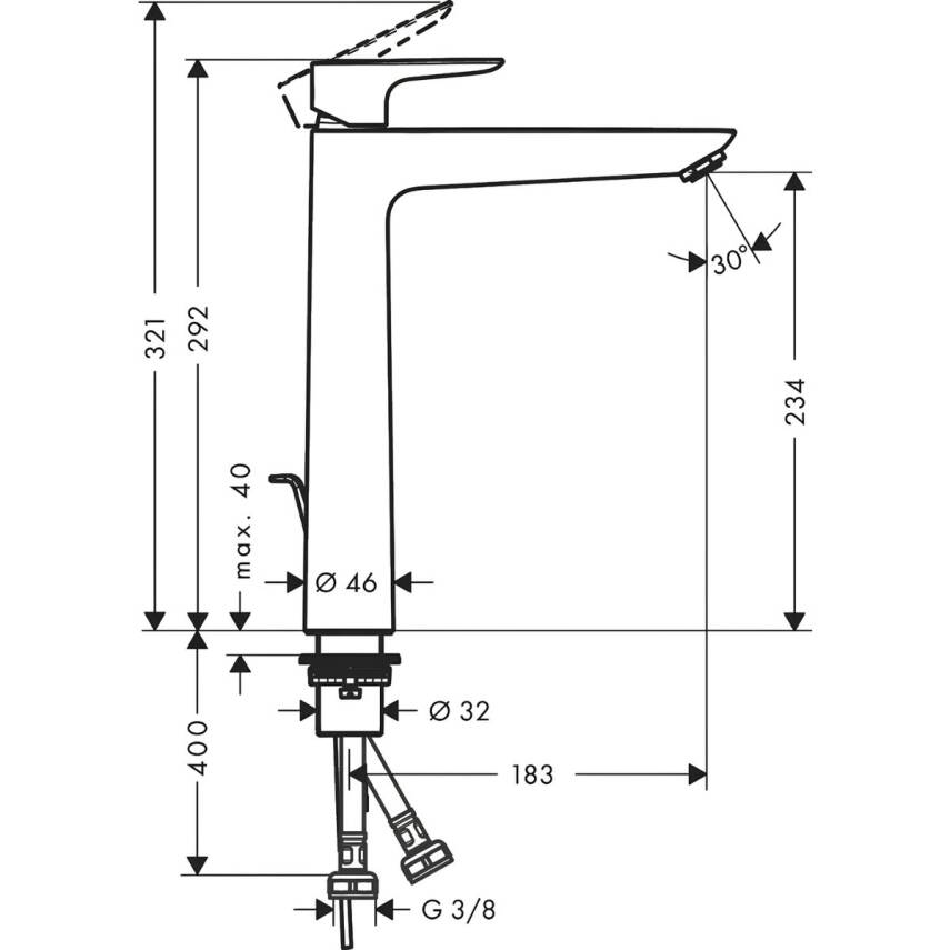Hansgrohe Talis E Mat Siyah Çanak Lavabo Bataryası Kumandalı 71716670 - 3
