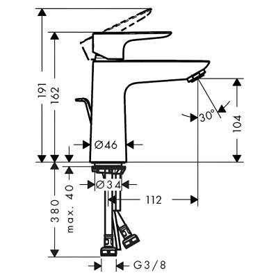 Hansgrohe Talis E Mat Siyah Tek Kollu Lavabo Bataryası 71710670 - 3