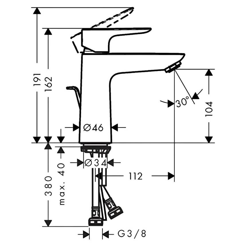 Hansgrohe Talis E Mat Siyah Tek Kollu Lavabo Bataryası 71710670 - 3