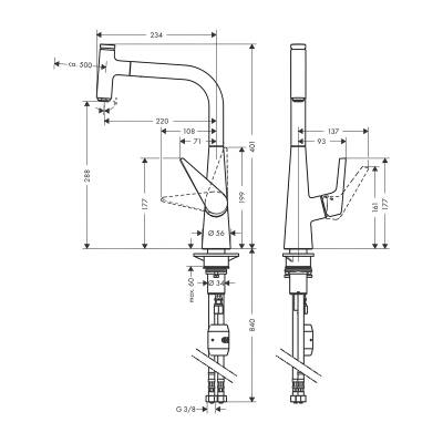 Hansgrohe Talis Select M51 Tek Kollu Eviye Bataryası Spiralli 72822000 - 3