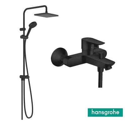 Hansgrohe Vernis Siyah Duş Kolonu ve Talis E Banyo Bataryası Aplike 26289670