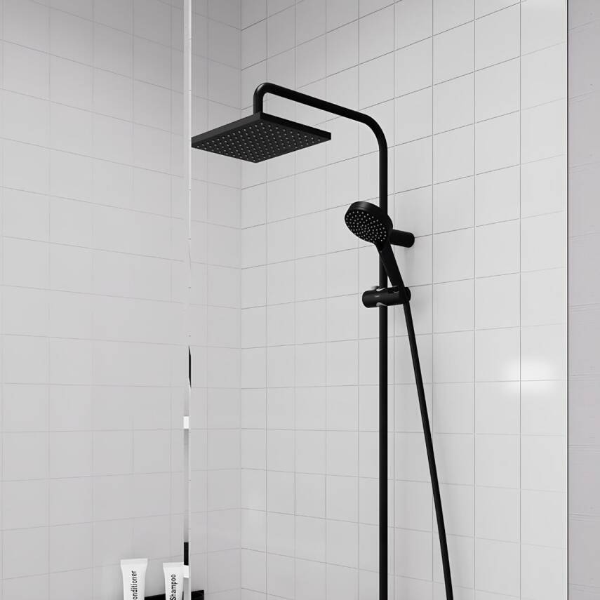 Hansgrohe Vernis Siyah Duş Kolonu ve Talis E Banyo Bataryası Aplike 26289670 - 2