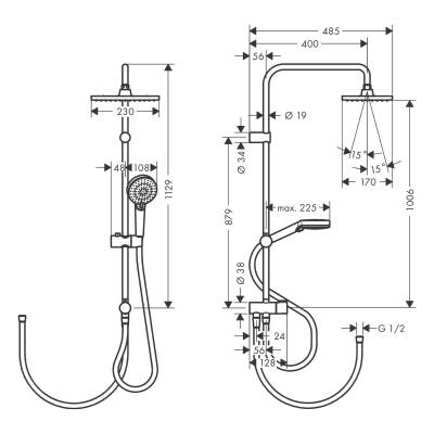 Hansgrohe Vernis Siyah Duş Kolonu ve Talis E Banyo Bataryası Aplike 26289670 - 6