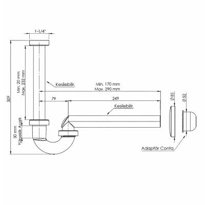 İZYAPI Arc Ayarlanabilen Altın Lavabo Sifonu ABS - 2