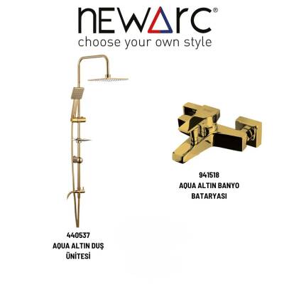 Newarc Aqua Altın Banyo Bataryası ve Duş Ünitesi 2'li Set 941518-440537