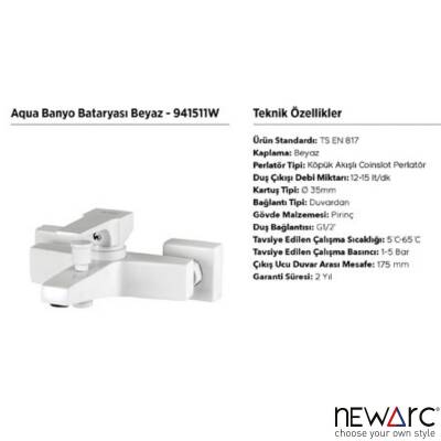 Newarc Aqua Beyaz Banyo Bataryası 941511W - 3