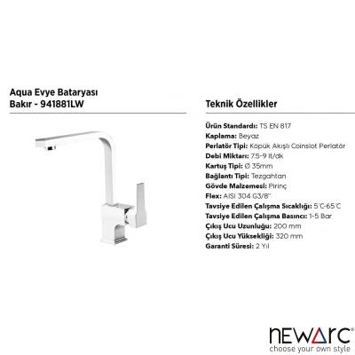 Newarc Aqua Beyaz Eviye Bataryası 941881LW - 3