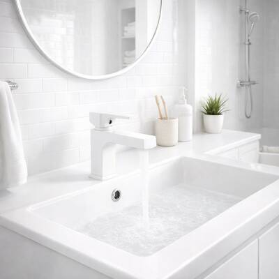 Newarc Aqua Beyaz Lavabo Bataryası 941521W - 2