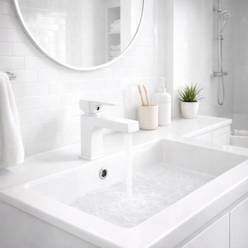 Newarc Aqua Beyaz Lavabo Bataryası 941521W - 2