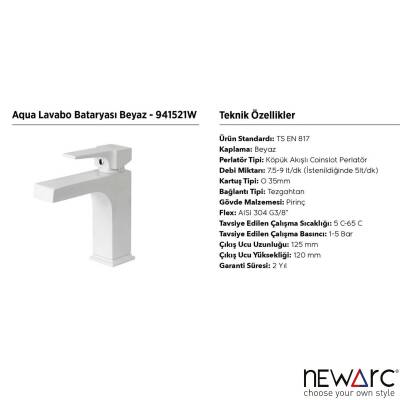 Newarc Aqua Beyaz Lavabo Bataryası 941521W - 3