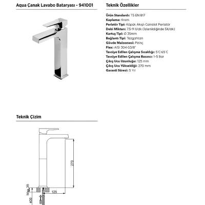 Newarc Aqua Çanak Tipi Krom Lavabo Bataryası 941001 - 3