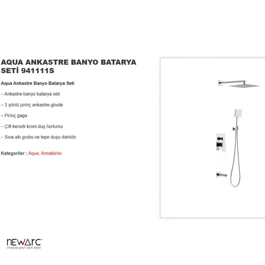 Newarc Aqua Krom Ankastre Banyo Bataryası Set 94111S - 2